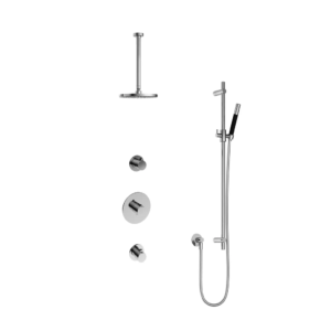 Hotbath Cobber IBS20 inbouw regendoucheset met staafhanddouche aan glijstang en 20cm ronde hoofddouche aan 30cm plafondarm chroom - Loodgieter in hengelo