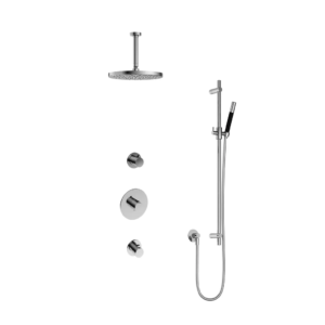 Hotbath Cobber IBS20 inbouw regendoucheset met staafhanddouche aan glijstang en 30cm ronde hoofddouche aan 15cm plafondarm chroom - Loodgieter in hengelo