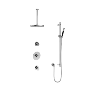 Hotbath Cobber IBS20 inbouw regendoucheset met staafhanddouche aan glijstang en 30cm ronde hoofddouche aan 30cm plafondarm chroom - Loodgieter in hengelo