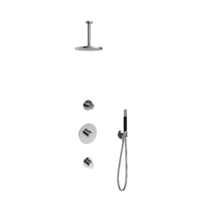 Hotbath Cobber IBS20 inbouw regendoucheset met staafhanddouche aan houder en 20cm ronde hoofddouche aan 15cm plafondarm chroom - Loodgieter in hengelo