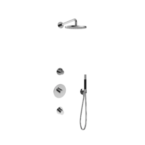 Hotbath Cobber IBS20 inbouw regendoucheset met staafhanddouche aan houder en 20cm ronde hoofddouche aan 40cm wandarm chroom - Loodgieter in hengelo