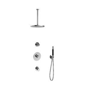 Hotbath Cobber IBS20 inbouw regendoucheset met staafhanddouche aan houder en 30cm ronde hoofddouche aan 30cm plafondarm chroom - Loodgieter in hengelo