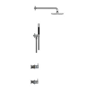 Hotbath Cobber IBS21 inbouw regendoucheset met staafhanddouche aan houder en 20cm ronde hoofddouche aan 40cm wandarm chroom - Loodgieter in hengelo