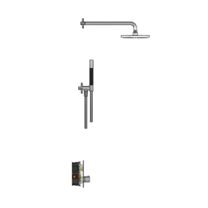 Hotbath Cobber IBS23 inbouw regendoucheset met staafhanddouche aan houder en 20cm ronde hoofddouche aan 40cm wandarm chroom - Loodgieter in hengelo