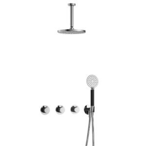 Hotbath Cobber IBS70 inbouw regendoucheset met ronde handdouche aan houder en 20cm ronde hoofddouche aan 15cm plafondarm chroom - Loodgieter in hengelo