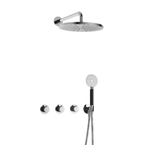 Hotbath Cobber IBS70 inbouw regendoucheset met ronde handdouche aan houder en 30cm ronde hoofddouche aan 40cm wandarm chroom - Loodgieter in hengelo