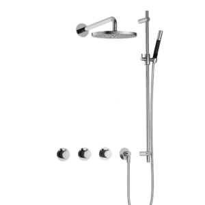 Hotbath Cobber IBS70 inbouw regendoucheset met staafhanddouche aan glijstang en 20cm ronde hoofddouche aan 40cm wandarm chroom - Loodgieter in hengelo