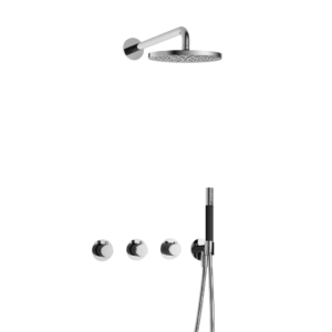 Hotbath Cobber IBS70 inbouw regendoucheset met staafhanddouche aan houder en 20cm ronde hoofddouche aan 40cm wandarm chroom - Loodgieter in hengelo