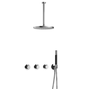 Hotbath Cobber IBS70 inbouw regendoucheset met staafhanddouche aan houder en 30cm ronde hoofddouche aan 30cm plafondarm chroom - Loodgieter in hengelo
