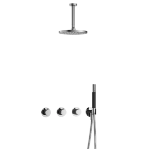 Hotbath Cobber IBS70 inbouw regendoucheset met staafhanddouche aan houder en 20cm ronde hoofddouche aan 15cm plafondarm chroom - Loodgieter in hengelo