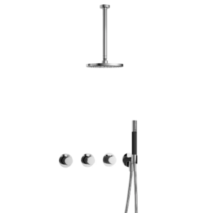 Hotbath Cobber IBS70 inbouw regendoucheset met staafhanddouche aan houder en 20cm ronde hoofddouche aan 30cm plafondarm chroom - Loodgieter in hengelo