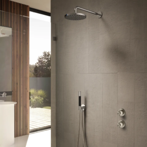 Hotbath Cobber IBS7009 inbouw regendoucheset met staafhanddouche aan houder en 20cm ronde hoofddouche aan 40cm wandarm chroom - Loodgieter in hengelo