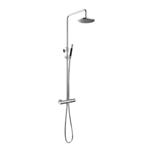 Hotbath Cobber SDS9 opbouw regendoucheset met staafhanddouche en 20cm ronde hoofddouche aan glijstang chroom - Loodgieter in hengelo