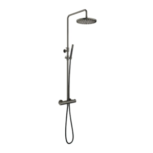Hotbath Cobber SDS9 opbouw regendoucheset met staafhanddouche en 30cm ronde hoofddouche aan glijstang verouderd ijzer - Loodgieter in hengelo