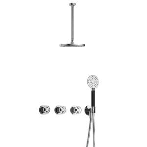 Hotbath Cobber @Work IBSW70 inbouw regendoucheset met ronde handdouche aan houder en 20cm ronde hoofddouche aan 30cm plafondarm chroom - Loodgieter in hengelo