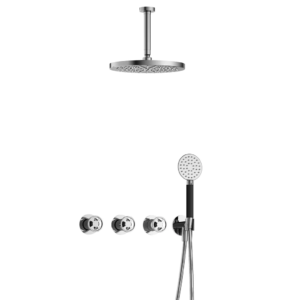 Hotbath Cobber @Work IBSW70 inbouw regendoucheset met ronde handdouche aan houder en 30cm ronde hoofddouche aan 15cm plafondarm chroom - Loodgieter in hengelo