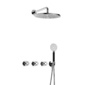 Hotbath Cobber @Work IBSW70 inbouw regendoucheset met ronde handdouche aan houder en 30cm ronde hoofddouche aan 40cm wandarm chroom - Loodgieter in hengelo