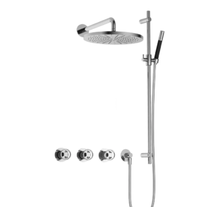 Hotbath Cobber @Work IBSW70 inbouw regendoucheset met staafhanddouche aan glijstang en 30cm ronde hoofddouche aan 40cm wandarm chroom - Loodgieter in hengelo