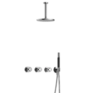 Hotbath Cobber @Work IBSW70 inbouw regendoucheset met staafhanddouche aan houder en 20cm ronde hoofddouche aan 15cm plafondarm chroom - Loodgieter in hengelo