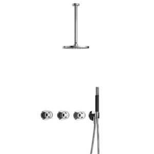 Hotbath Cobber @Work IBSW70 inbouw regendoucheset met staafhanddouche aan houder en 20cm ronde hoofddouche aan 30cm plafondarm chroom - Loodgieter in hengelo