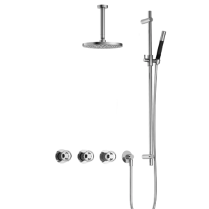 Hotbath Cobber @Work IBSW70 inbouw regendoucheset met staafhanddouche aan glijstang en 20cm ronde hoofddouche aan 15cm plafondarm chroom - Loodgieter in hengelo