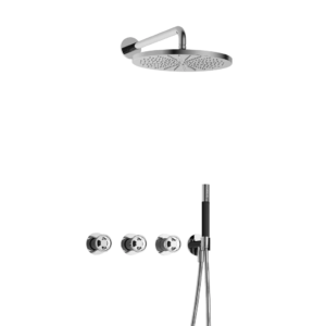 Hotbath Cobber @Work IBSW70 inbouw regendoucheset met staafhanddouche aan houder en 30cm ronde hoofddouche aan 40cm wandarm chroom - Loodgieter in hengelo