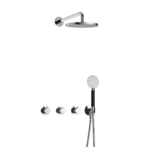 Hotbath Cobber X IBSX70 inbouw regendoucheset met ronde handdouche aan houder en 20cm ronde hoofddouche aan 40cm wandarm chroom - Loodgieter in hengelo