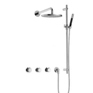 Hotbath Cobber X IBSX70 inbouw regendoucheset met staafhanddouche aan glijstang en 20cm ronde hoofddouche aan 40cm wandarm chroom - Loodgieter in hengelo