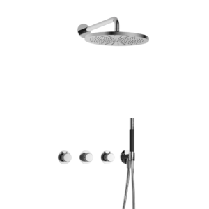 Hotbath Cobber X IBSX70 inbouw regendoucheset met staafhanddouche aan houder en 30cm ronde hoofddouche aan 40cm wandarm chroom - Loodgieter in hengelo