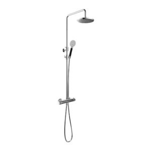 Hotbath Cobber X SDSX9 opbouw regendoucheset met ronde handdouche en 20cm ronde hoofddouche aan glijstang chroom - Loodgieter in hengelo