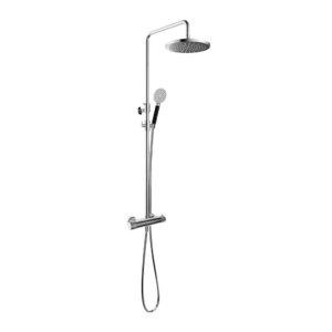 Hotbath Cobber X SDSX9 opbouw regendoucheset met ronde handdouche en 30cm ronde hoofddouche aan glijstang chroom - Loodgieter in hengelo