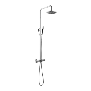 Hotbath Cobber X SDSX9 opbouw regendoucheset met staafhanddouche en 20cm ronde hoofddouche aan glijstang chroom - Loodgieter in hengelo
