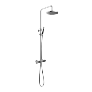 Hotbath Cobber X SDSX9 opbouw regendoucheset met staafhanddouche en 30cm ronde hoofddouche aan glijstang chroom - Loodgieter in hengelo