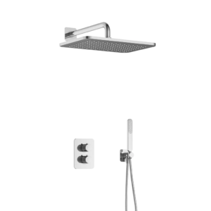 Hotbath Gal IBS40A inbouw regendoucheset met staafhanddouche aan houder en 27x40cm rechthoekige hoofddouche aan 35cm wandarm chroom - Loodgieter in hengelo