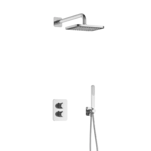 Hotbath Gal IBS40A inbouw regendoucheset met staafhanddouche aan houder en 22cm vierkante hoofddouche aan 35cm wandarm chroom - Loodgieter in hengelo