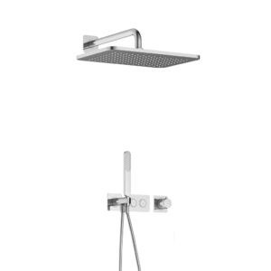 Hotbath Gal IBS41 inbouw regendoucheset met staafhanddouche aan houder en 27x40cm rechthoekige hoofddouche aan 35cm wandarm chroom - Loodgieter in hengelo