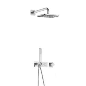 Hotbath Gal IBS41 inbouw regendoucheset met staafhanddouche aan houder en 22cm vierkante hoofddouche aan 35cm wandarm chroom - Loodgieter in hengelo