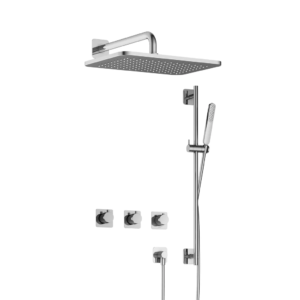 Hotbath Gal IBSGL70 inbouw regendoucheset met staafhanddouche aan glijstang en 27x40cm rechthoekige hoofddouche aan 40cm wandarm chroom - Loodgieter in hengelo