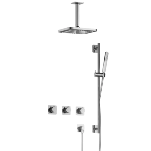 Hotbath Gal IBSGL70 inbouw regendoucheset met staafhanddouche aan glijstang en 22cm vierkante hoofddouche aan 15cm plafondarm chroom - Loodgieter in hengelo