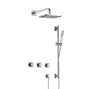 Hotbath Gal IBSGL70 inbouw regendoucheset met staafhanddouche aan glijstang en 22cm vierkante hoofddouche aan 40cm wandarm chroom - Loodgieter in hengelo