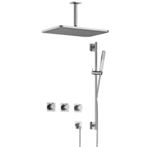 Hotbath Gal IBSGL70 inbouw regendoucheset met staafhanddouche aan glijstang en 27x40cm rechthoekige hoofddouche aan 15cm plafondarm chroom - Loodgieter in hengelo