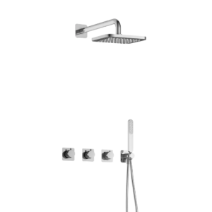 Hotbath Gal IBSGL70 inbouw regendoucheset met staafhanddouche aan houder en 22cm vierkante hoofddouche aan 40cm wandarm chroom - Loodgieter in hengelo