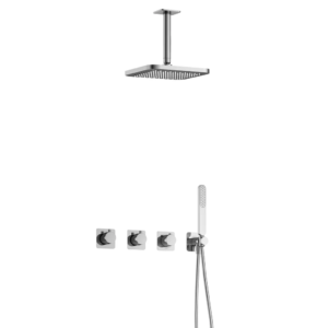 Hotbath Gal IBSGL70 inbouw regendoucheset met staafhanddouche aan houder en 22cm vierkante hoofddouche aan 15cm plafondarm chroom - Loodgieter in hengelo