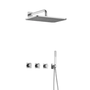 Hotbath Gal IBSGL70 inbouw regendoucheset met staafhanddouche aan houder en 27x40cm rechthoekige hoofddouche aan 40cm wandarm chroom - Loodgieter in hengelo