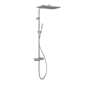 Hotbath Gal SDSGL9 opbouw regendoucheset met staafhanddouche en 27x40cm rechthoekige hoofddouche aan glijstang chroom - Loodgieter in hengelo