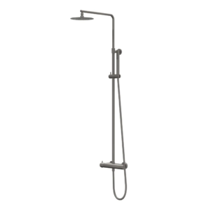 IVY Bond Regendoucheset 1 opbouw, 25cm slim hoofddouche, satin spray handdouche Geborsteld metal black PVD - Loodgieter in hengelo