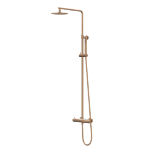 IVY Bond Regendoucheset 1 opbouw, 30cm slim hoofddouche, satin spray handdouche Geborsteld mat koper PVD - Loodgieter in hengelo