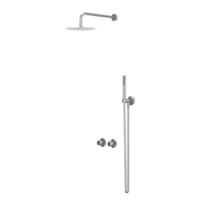 IVY Bond Regendoucheset 3 inbouw symmetry met 2-weg stop-omstel, 15cm plafondbuis, 30cm medium hoofddouche, glijstang met uitlaat, doucheslang 150cm, satin spray handdouche... -...