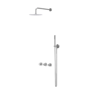 IVY Bond Regendoucheset 4 inbouw symmetry met 2 stopkranen, 40cm wandarm, 25cm medium hoofddouche, glijstang met uitlaat, doucheslang 150cm, satin spray handdouche Chroom ... -...