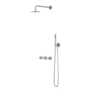 IVY Pact Regendoucheset 4 inbouw symmetry met 2 stopkranen, 40cm wandarm, 20cm slim hoofddouche, glijstang met uitlaat, doucheslang 150cm, staafmodel handdouche Chroom |... -...